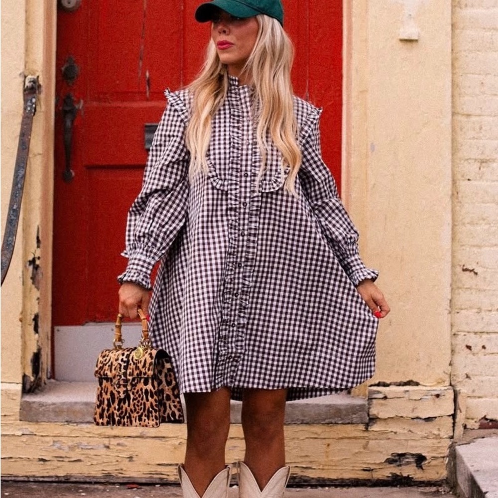 Chocolate gingham sold out Samantha Jane dress by Elizabeth Wilson size large